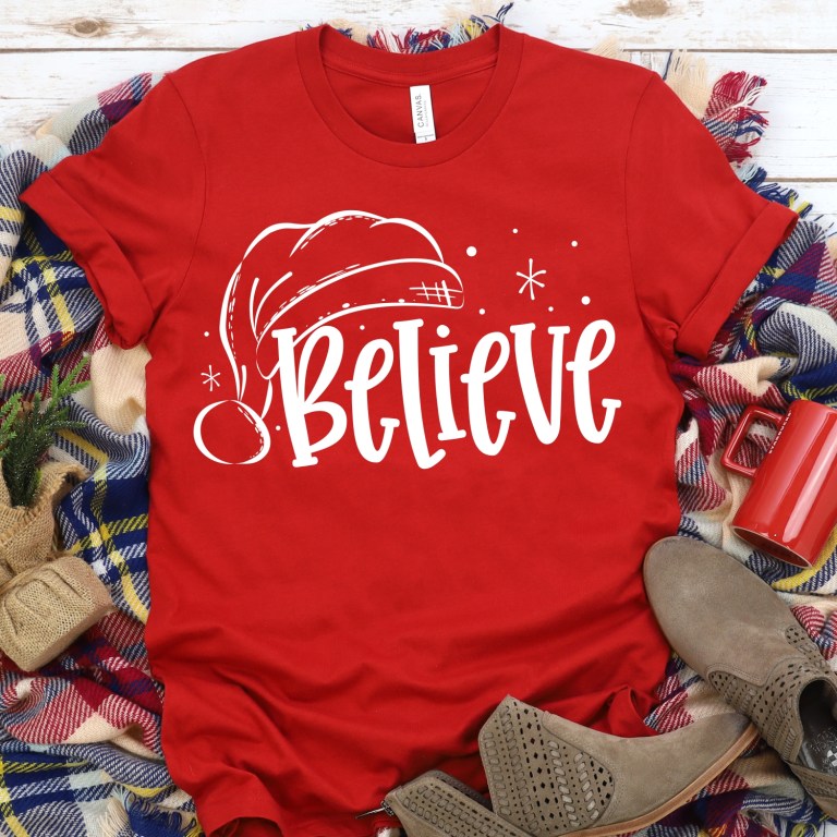 White Believe Santa Hat Tee