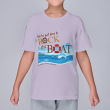 Load image into Gallery viewer, We&#39;re Just Here To Rock The Boat - Cruise 2022 YOUTH T-Shirt **EXCLUSIVE**
